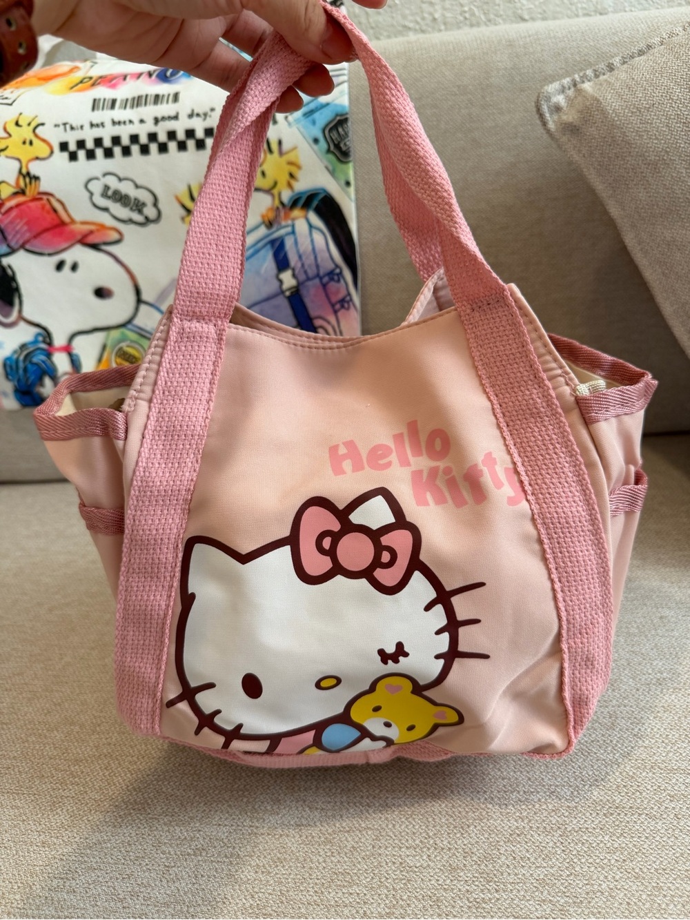Hello Kitty Light Pink Kids Tote with Bow Graphic
